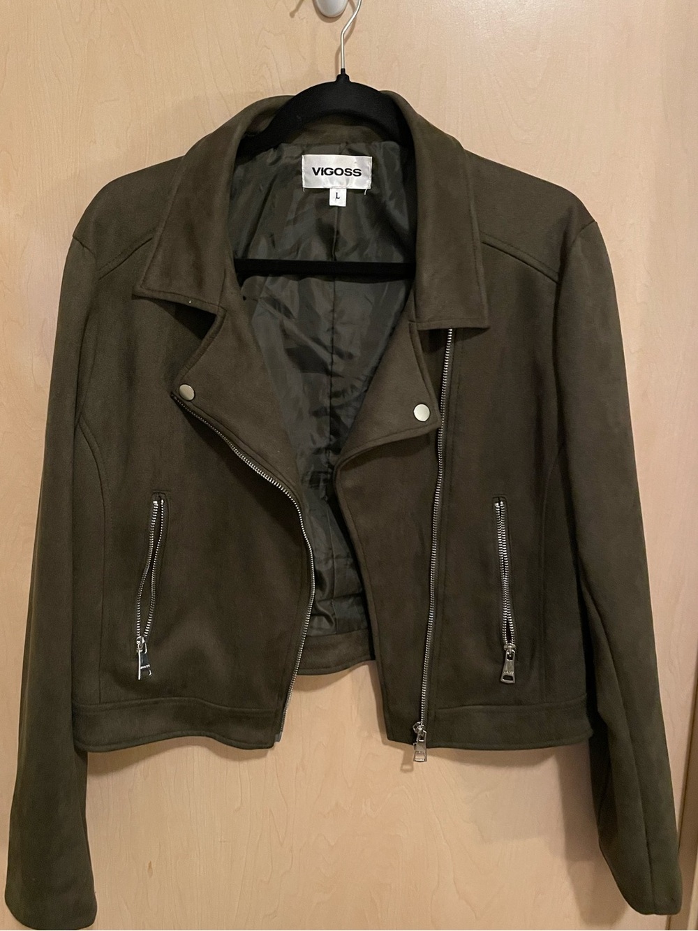 Vigoss Olive Green Suede Moto Jacket - Picture 2 of 5